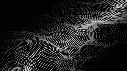 Abstract background. Big data. Vector illustration. Wave of particles.