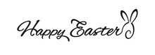 Happy Easter Handwritten Calligraphy With Rabbit Script