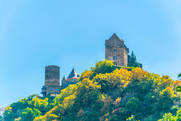 Burg Schonburg above Oberwesel town in Germany