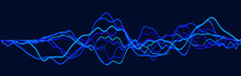 Sound Wave Element. Abstract Blue Digital Equalizer. Big Data Visualization. Dynamic Light Flow. 3d Rendering.