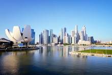Singapore Skyline At Marina Bay