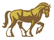 Shire Horse Or Draft Horse Or Heavy Horse, Vector Logo Illustration