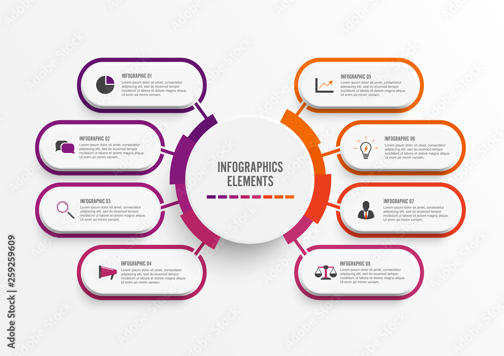 Components Infographics Vector infographic template with 3D paper label, integrated circles ...