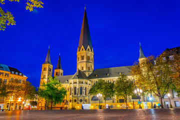 Poster - Night view of the cathedral in the center of Bonn, Germany