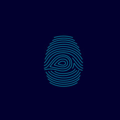 Wall Mural - Fingerprint isolated on blue backgroud