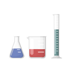 chemical laboratory equipment, erlenmeyer flask, beaker and test tube