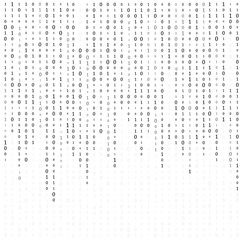 Binary code zero one matrix white background. banner, pattern, wallpaper. Vector illustration.