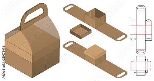 Fotomural Box packaging die cut template design. 3d mock-up