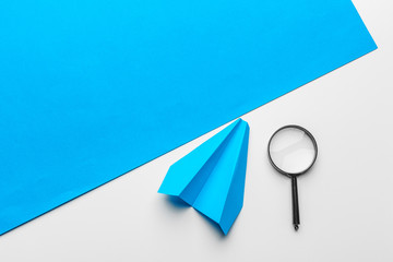 Wall Mural - Business leadership ,financial concept. Blue paper plane