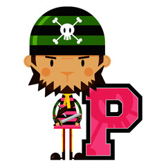 Poster - P is for Pirate Alphabet Learning Educational Illustration