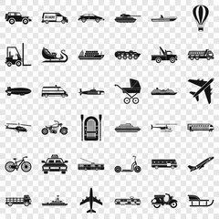 Wall Mural - Transport with driver icons set. Simple style of 36 transport with driver vector icons for web for any design