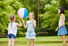 Three Girls Playing With Ball