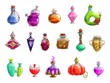 Potion bottles with magic liquid elixir of witch