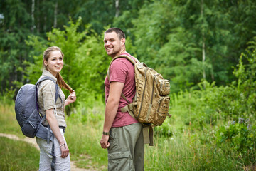 two travelers in the forest