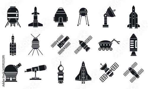 Fotografía Spaceship research technology icons set