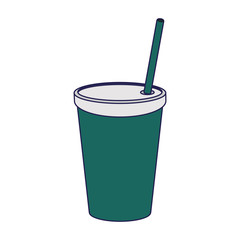 Canvas Print - Soda cup with straw blue lines