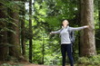 canvas print picture - Frau glücklich im Wald
