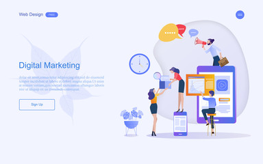 Wall Mural - Modern flat design concept of marketing for banner and website templates Inbound marketing, customer attraction, , analysis including marketing promotion, vector illustration.