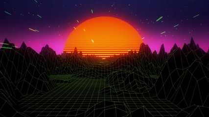 Wall Mural - 80s Terrain Night (Loop)