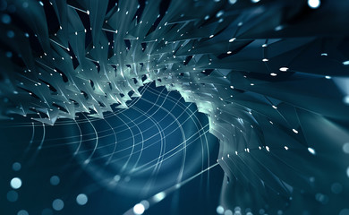 Aufkleber - Abstract tech background 3d illustration. Information stream in era big data. Futuristic smart community