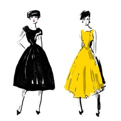 beautiful woman in retro style . vintage dress sixties years.
