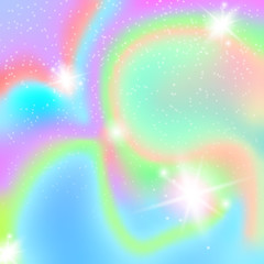 Fototapete - Pastel marble girlie cute multicolor design concept. Abstract colorful tone glow cloud and star bokeh reach to sky spectrum hologram illustration background
