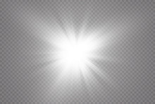 Glow Light Effect. Starburst With Sparkles On Transparent Background. Vector Illustration. Sun