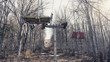 © Baifoworld - abandoned mountain Ski Lift in the forest with wood chairs