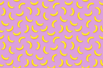 Ripe bananas on colorful background, seamless patern