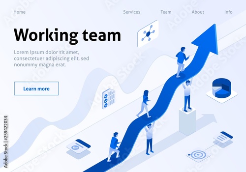 Photographie Working Team Isometric Banner Business Management