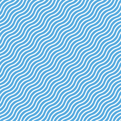 Canvas Print - Seamless pattern of diagonal blue wavy lines