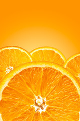 Wall Mural - Background of half cut oranges on orange background