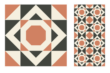 Wall Mural - tiles Portuguese patterns antique seamless design in Vector illustration