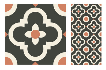 Wall Mural - tiles Portuguese patterns antique seamless design in Vector illustration