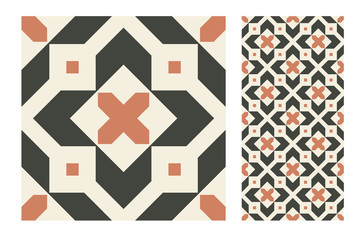 Wall Mural - tiles Portuguese patterns antique seamless design in Vector illustration