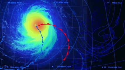 Wall Mural - weather map and storm - 3d rendering