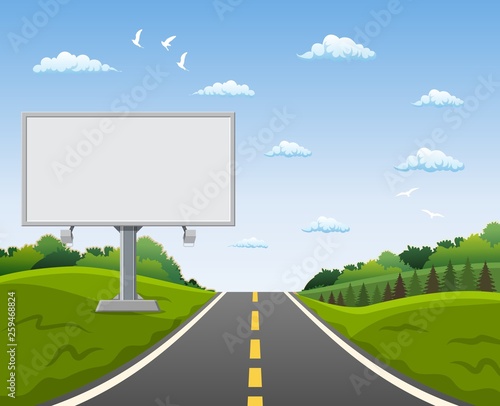 Cuadros en Lienzo Blank billboard and roadside trees at the road