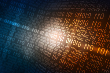 2d illustration abstract digital binary data on computer screen