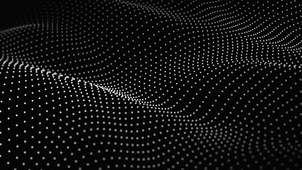 Wave of particles. Futuristic point wave. Vector illustration. Abstract background with a dynamic wave. Wave 3d