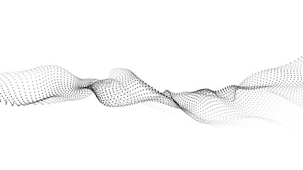 Wave of particles. Futuristic point wave. Vector illustration. Abstract background with a dynamic wave. Wave 3d