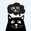 © Maria Cherevan - Funny black cat with text I Love you in speech bubble. Cute illustration on white background.