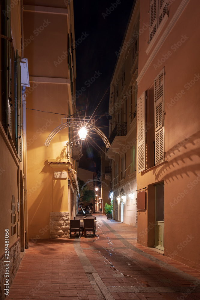 Obraz na płótnie Typical narrow street in Monaco-Ville old town w salonie