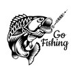 © Bohdan Petrushko - Perch fish bend in engrving style. Logo for fishing, championship and sport club on white