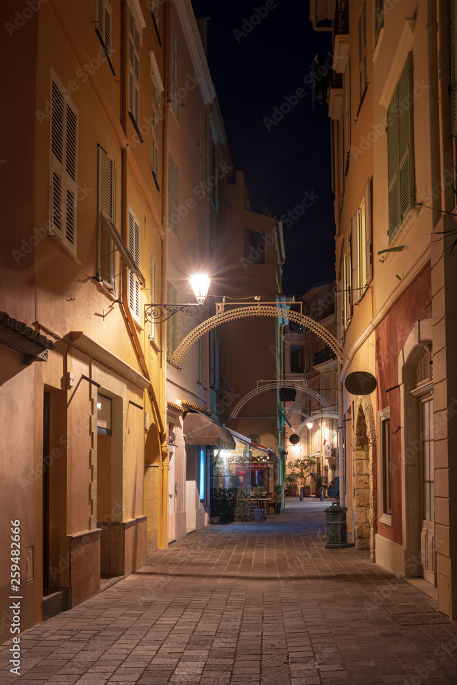 Obraz na płótnie Typical narrow street in Monaco-Ville old town w salonie