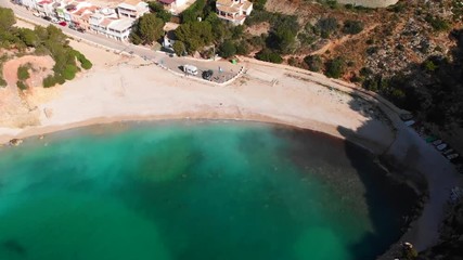 Wall Mural - Aerial drone view of Granadella cove beach in Javea, Spain