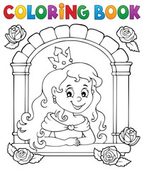 Wall Mural - Coloring book princess in window theme 1