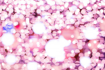 Wall Mural - Blurred and bokeh pink led lighting of Valentine's night party in full screen background.