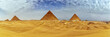 Panorama of the Giza Pyramids in the desert, Egypt