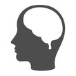 Head silhouette with an empty white brain shape