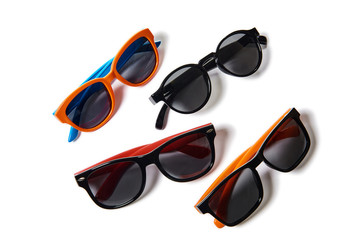 four colorful sunglasses